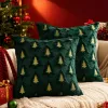 Custom-made Tibetan sofa cushions with dark green Christmas tree embroidery tufted cushions Specification image